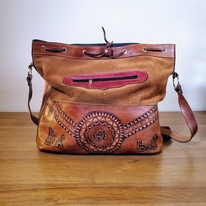 [Vintage] Leather Purse Hobo Style Large w…